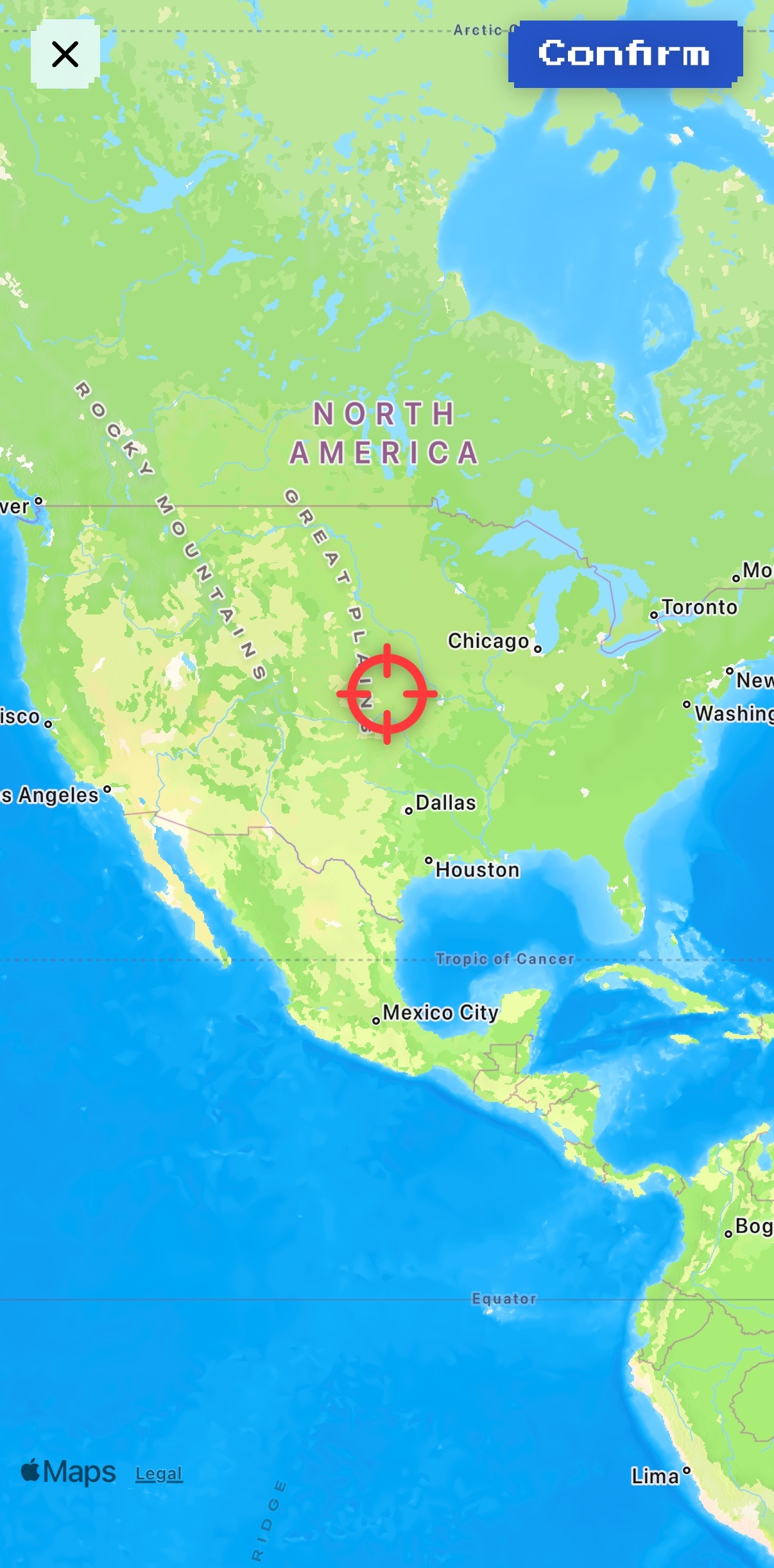 Place a guess on the map